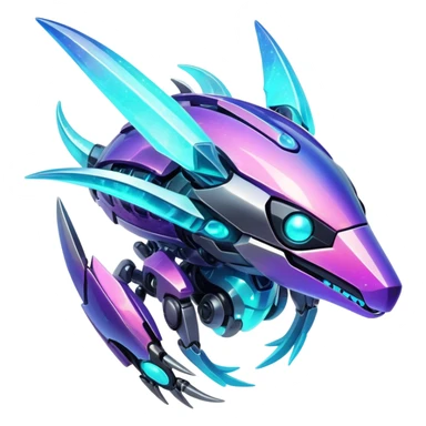 Epic legendary realistic rare glowing mechanical Shiny sparkly transparent bioluminescent luminescent vibrant bright pastel dark exotic iridescent colorful gradients futuristic modern metallic glossy glittery fantasy-cyber-Protogen-Fakémon-Pokémon-Vernid-creature sticker
