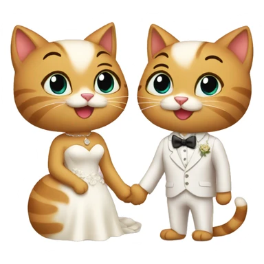 two cats eloping wedding sticker