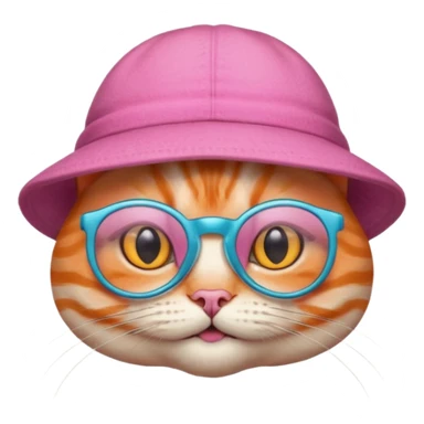 orange alien cat with pink hat  and spectacles sticker
