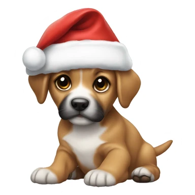 puppy with santa hat sticker
