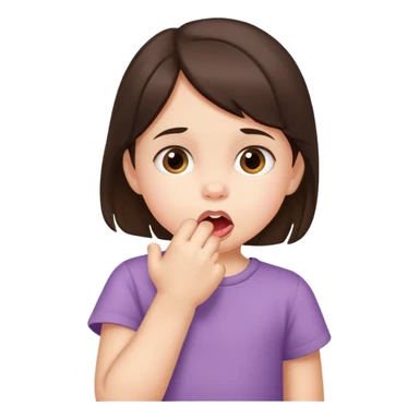 Four-year-old brunette girl biting her forearm anxiously sticker