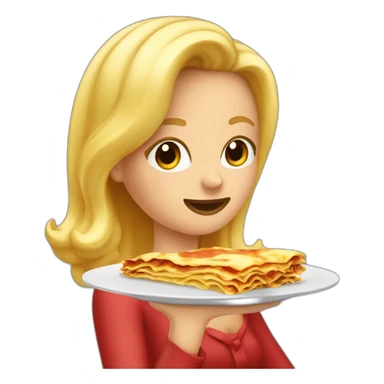 Une jolie blonde qui manges de la lasagne sticker