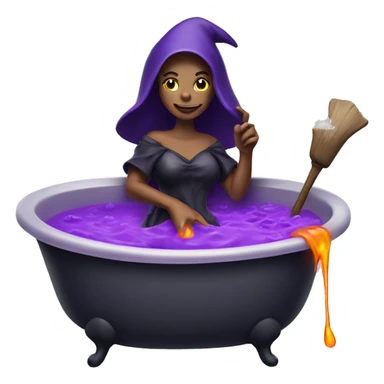 Witch cooking purple potion bathtub detailed sticker