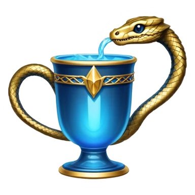 Triwizard Cup from Harry Potter with detailed snake-shaped handles, glowing blue sticker