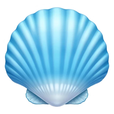 Light blue seashell emoji, pearl texture, soft gradient, smooth curves, glossy finish sticker