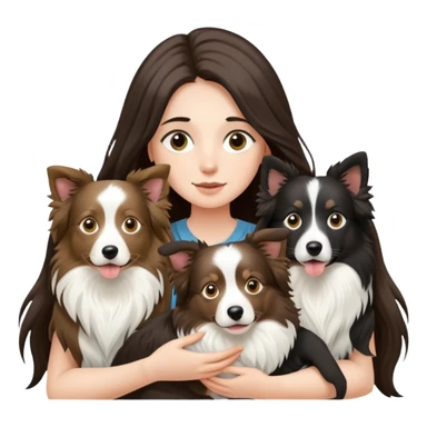 A long-haired girl holding two Border Collies sticker