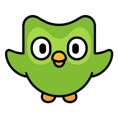 Duolingo logo, simple, friendly, green owl, modern icon style sticker