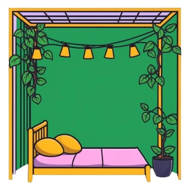 aesthetic room with climbing vines and string fairy lights creating a magical glow sticker
