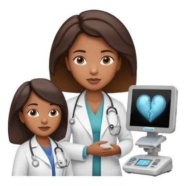 black female doctor and caucasian ultrasound technician performing a fetal ultrasound sticker