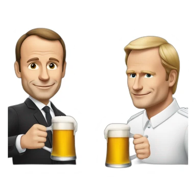 Macron qui boit une bière avec Vladimir Poutine sticker