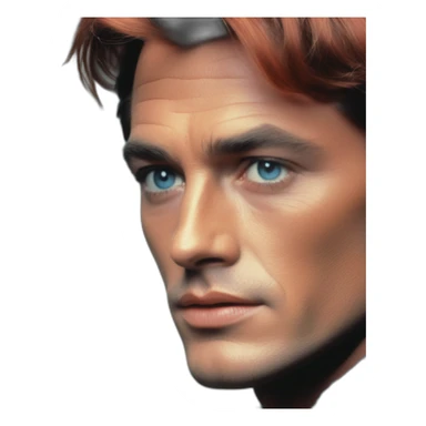 Young Alain delon red hair blue eyes cosy sweater sticker