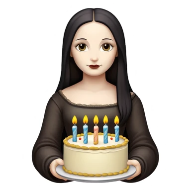 goth monalisa holding a  birthday cake  sticker