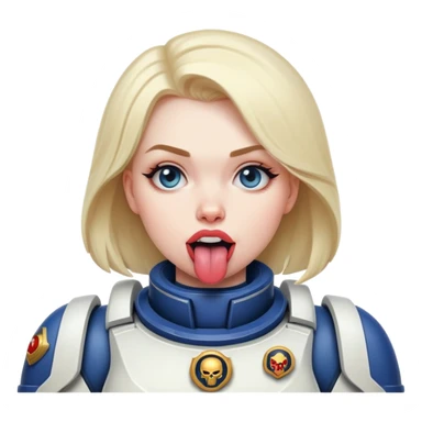 woman space marine wit tongue out and curious face sticker