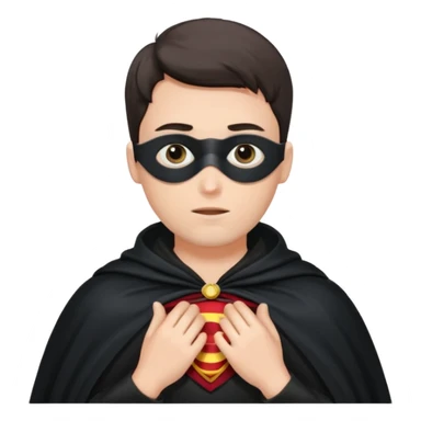 guy holding cape over eyes looking side to side sticker