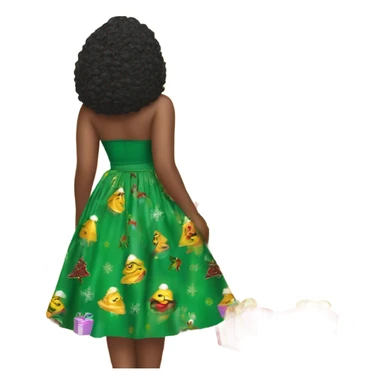 curvy beauty skirt back view Christmas tree sticker