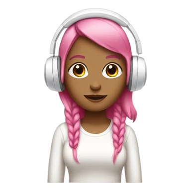 tan girl with pink hair and white headphones sticker
