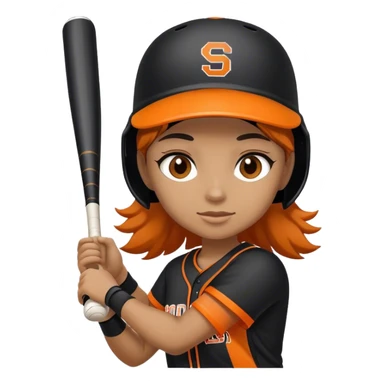 Softball player with black and orange jersey sticker