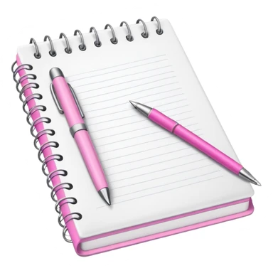 white leather notebook with some list on it and a pink pen nearby sticker