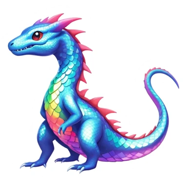 Rainbow crystalic Shiny pastel Salandit-Aurorus-Salazzle-Dragonair-Fakémon-hybrid-creature (full body)  sticker