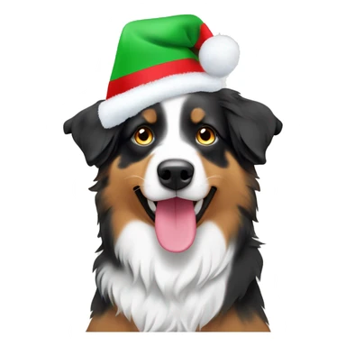 Australian Shepherd with xmas hat not￼ sticker