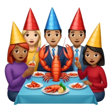 Too many people eating lobster at a family party sticker