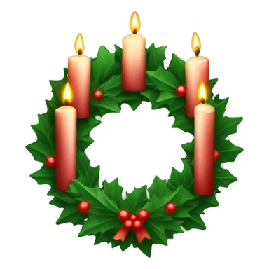 Christmas wreath with Four candles, one of the candles is burning sticker