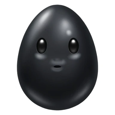 glistening wet black egg, no face sticker