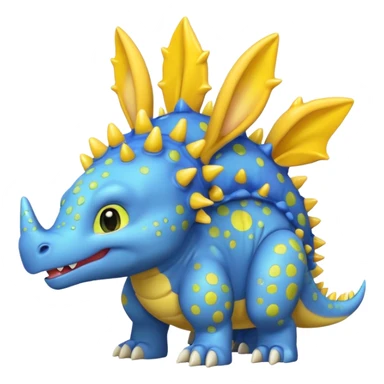 Blue Stegosaurs with yellow bunny ears and yellow spots sticker