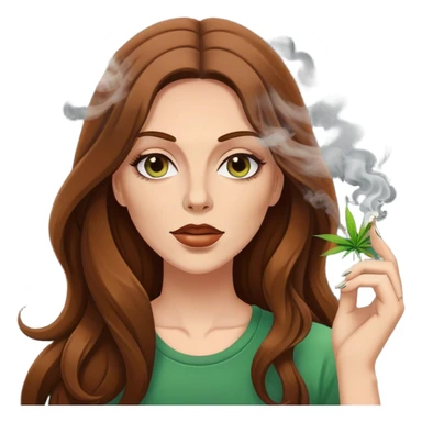 High off weed emoji with smoke  make her white small with long brown hair sticker