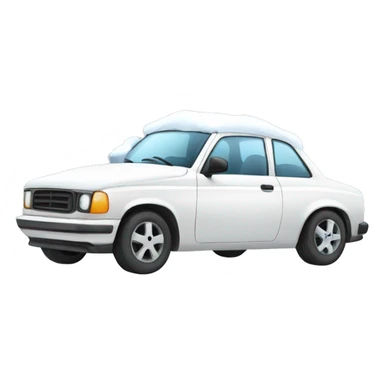 A white car with snow sticker