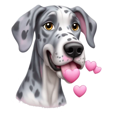 Blue Merle Great Dane with pink hearts  sticker