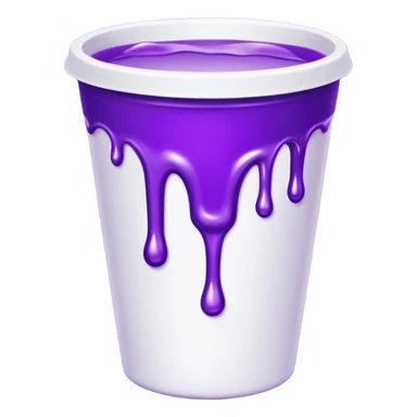 sytrofoam cup with a thick purple liquid dripping sticker