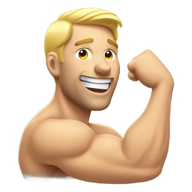 white happy man looking at mirror, flexing muscles sticker