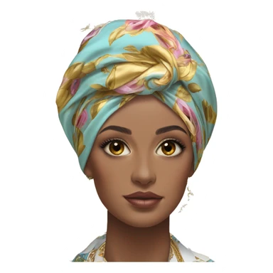 Dolce and Gabbana head scarf with colourful pastel ornament print and golden detais  sticker