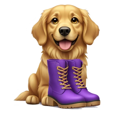 Golden retriever wearing purple boots sticker