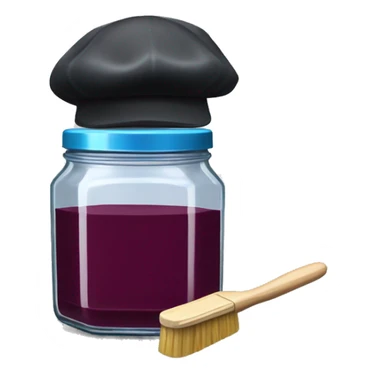 hexagonal jam jar with a painter beret and a painter brush sticker