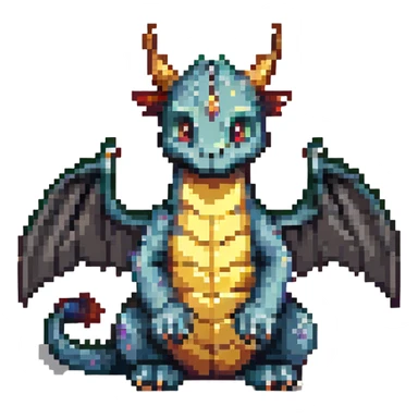 pixel art dragon, miniature wings, sitting position sticker