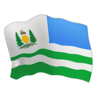 Flag with green stripe at the bottom, white stripe with the mountain in the middle and blue stripe at the top sticker