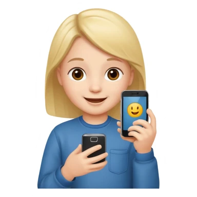 happy child with phone in hand sticker