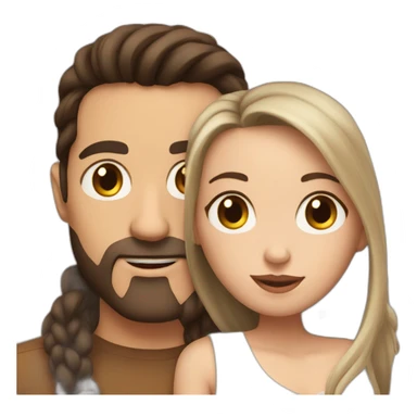 White Man with dark hair no beard kissing white woman with long brown hair sticker