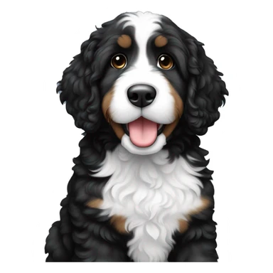 Black and white bernedoodle cute puppy dog sticker