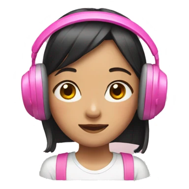 Asian girl with pink headphones sticker