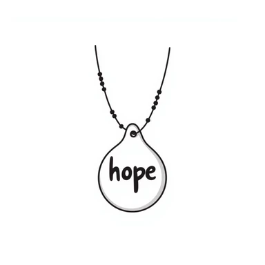 pendant with a motivational word like 'hope' or 'strength' on a chain sticker
