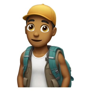 Chico con una mochila sticker