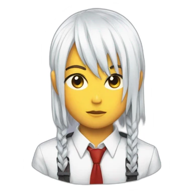 femel with fringe makima from chainsaw man with tied red hair a shirt and a a tie sticker