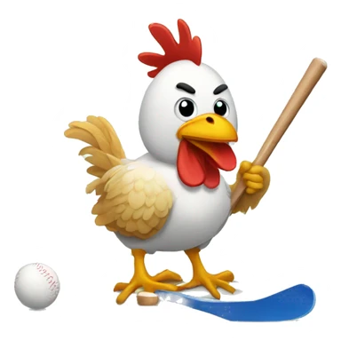 Chicken play hockey  sticker