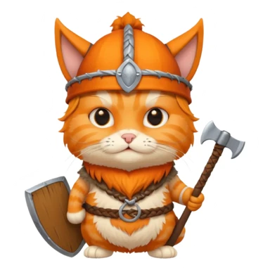 Viking Cat in viking hat holding tiny axe sticker
