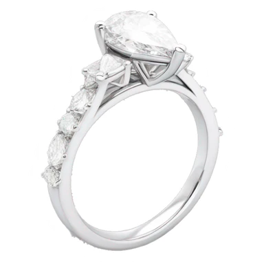 12 carat pear cut diamond engagement ring with small diamonds around the band white gold sticker