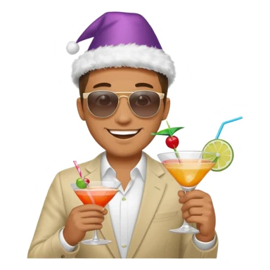 Male pool party with cocktails head sticker