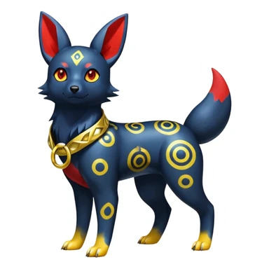 Shiny Exotic Colorful Excessive Mysterious Umbreon-Poochyena-Pokémon-Fakémon-hybrid-creature (full body) sticker